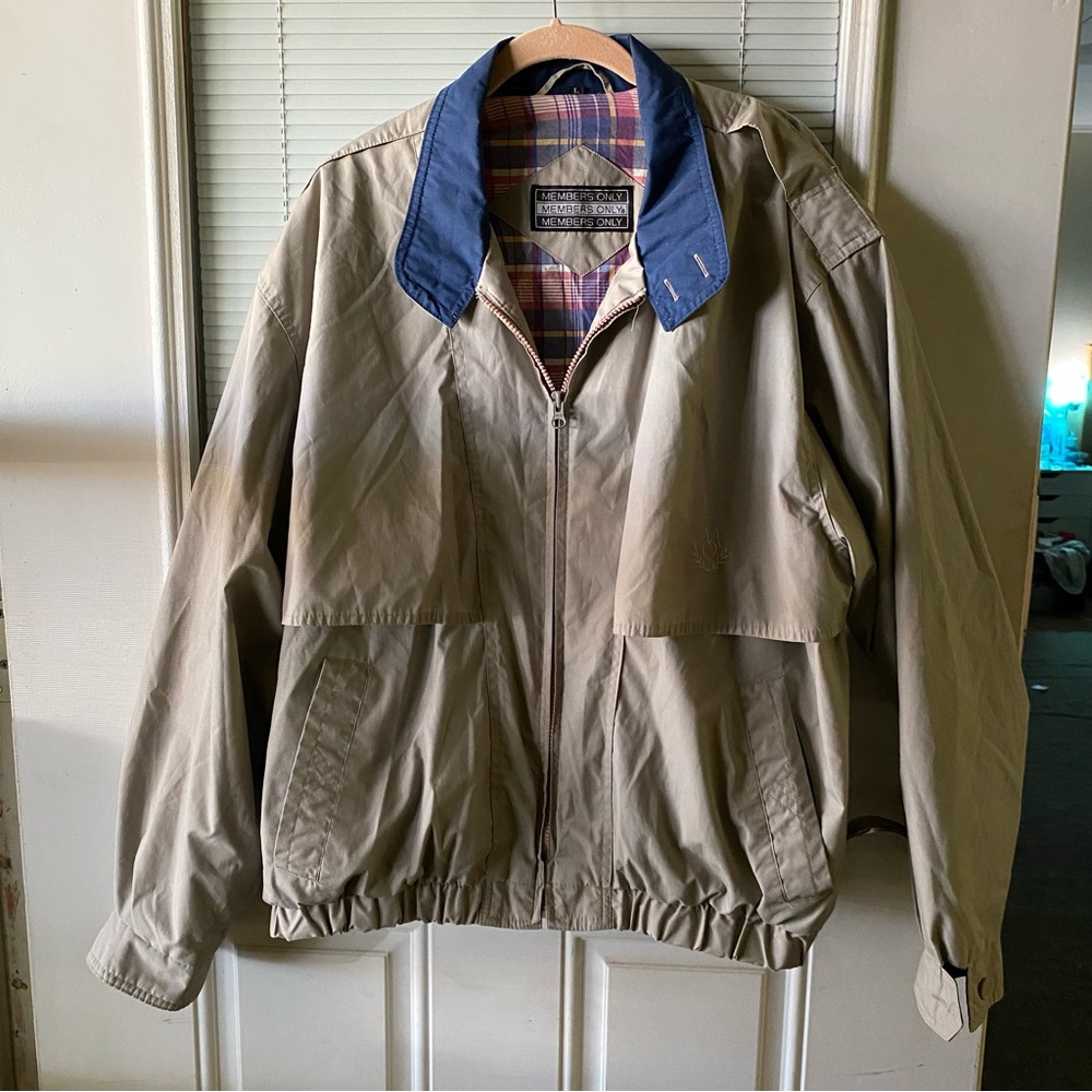 Members Only Tan and Navy Windbreaker